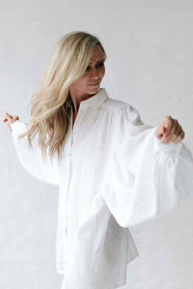 Boho Lea Linen Shirt - White