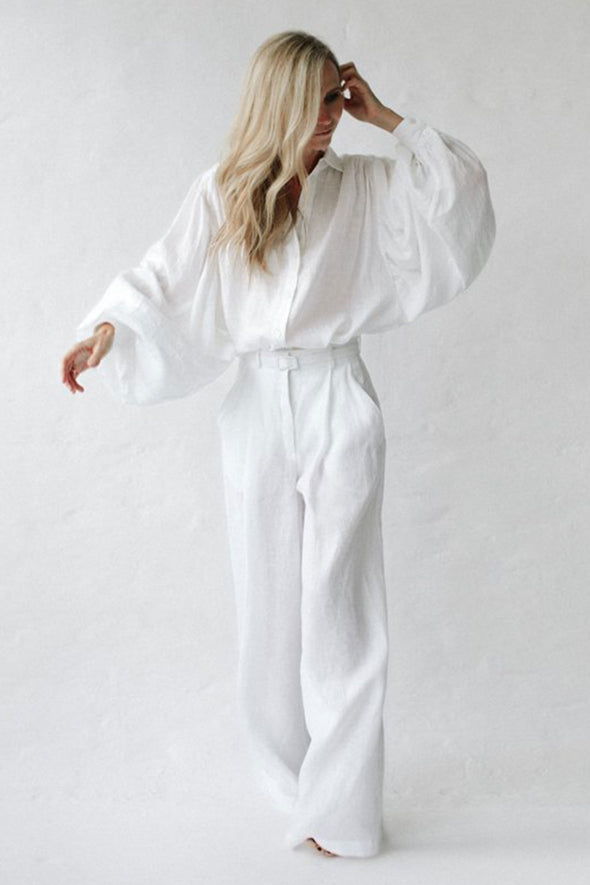 Boho Lea Linen Shirt - White