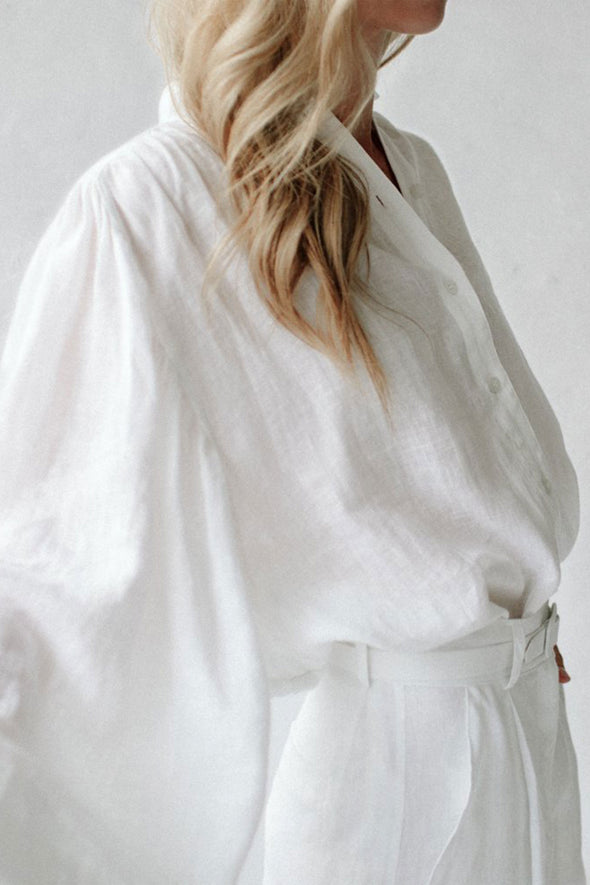 Boho Lea Linen Shirt - White