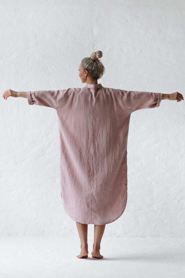 Shirt Dress with Pockets - Dusty Pink