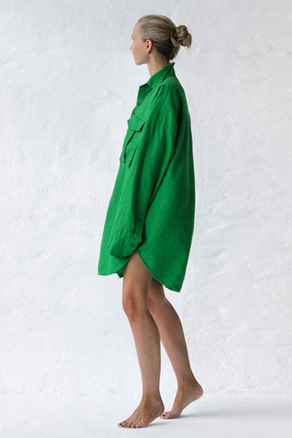 Oversized Shirt with Pockets - Neon Green
