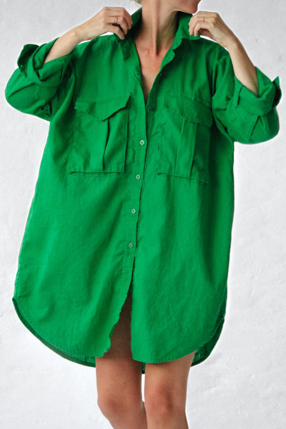 Oversized Shirt with Pockets - Neon Green