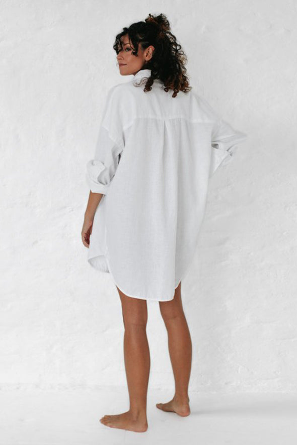 Supersized Shirt with Pockets - White