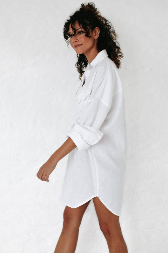 Oversized Shirt with Pockets - White