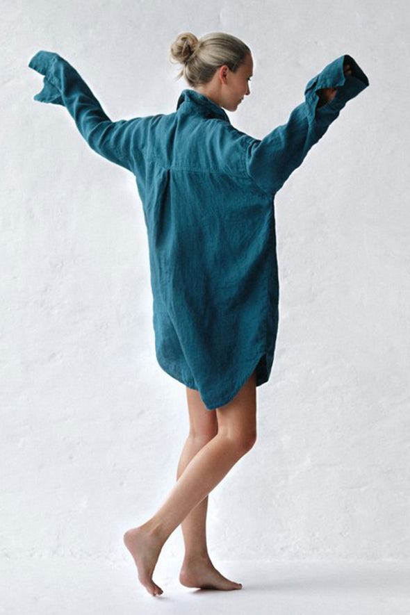 Oversized Shirt with Pockets - Blue