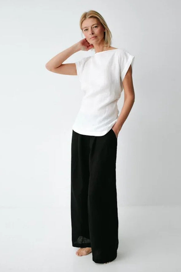 Millo Linen Pants - Black