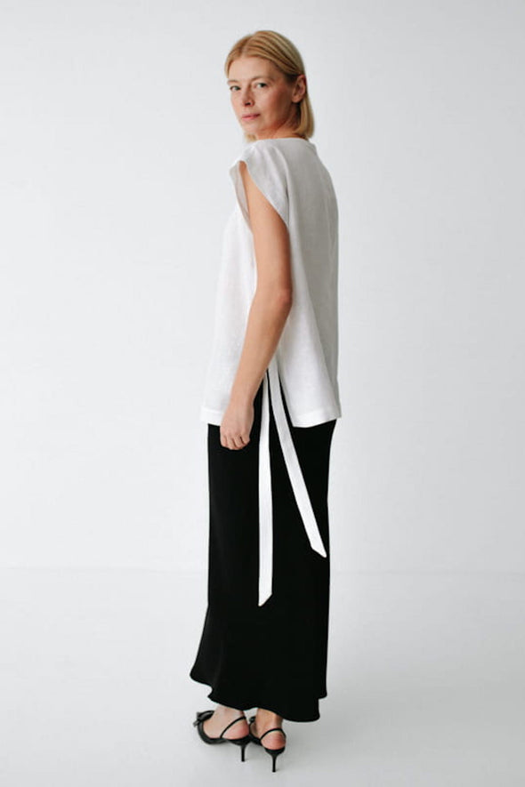 Sato Linen Top - Ivory