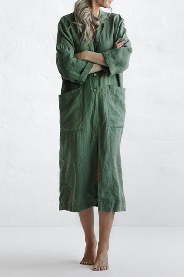 Kimono Linen Coat - Khaki Green