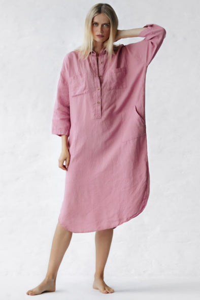 Shirt Dress with Pockets - Blossom Pink