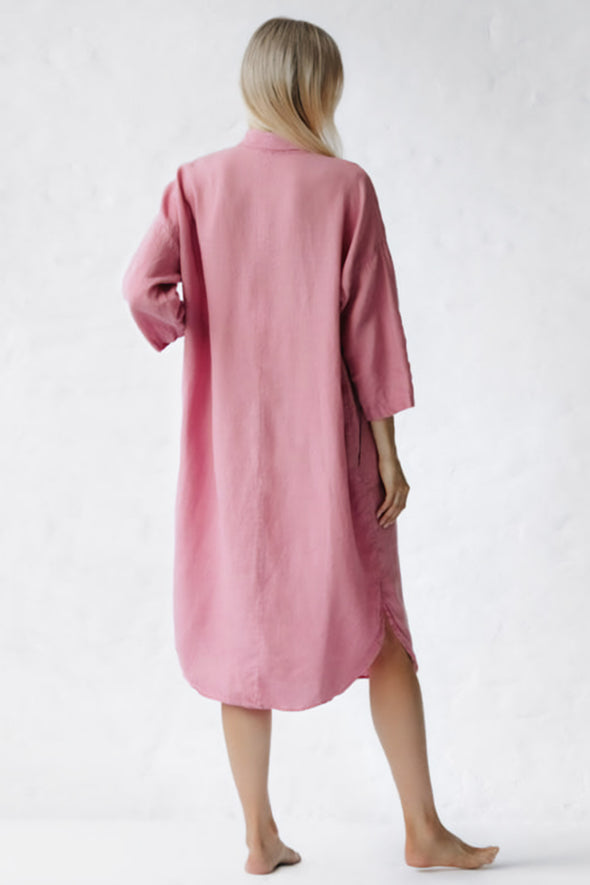 Shirt Dress with Pockets - Blossom Pink