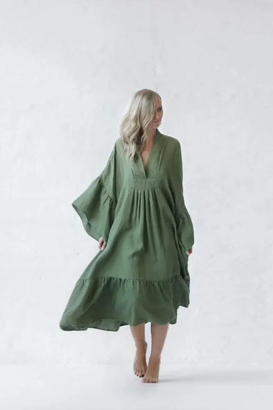 Sea Linen Dress - Olive