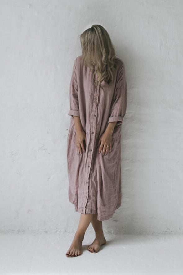 Oversized Linen Dress - Dusty Pink
