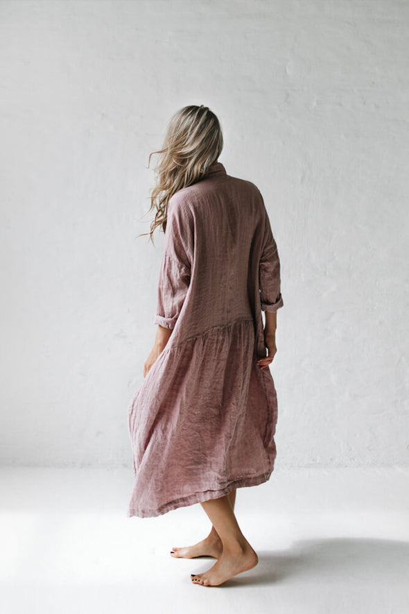 Oversized Linen Dress - Dusty Pink