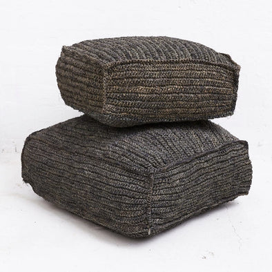 Square Seagrass Floor Cushion - Black