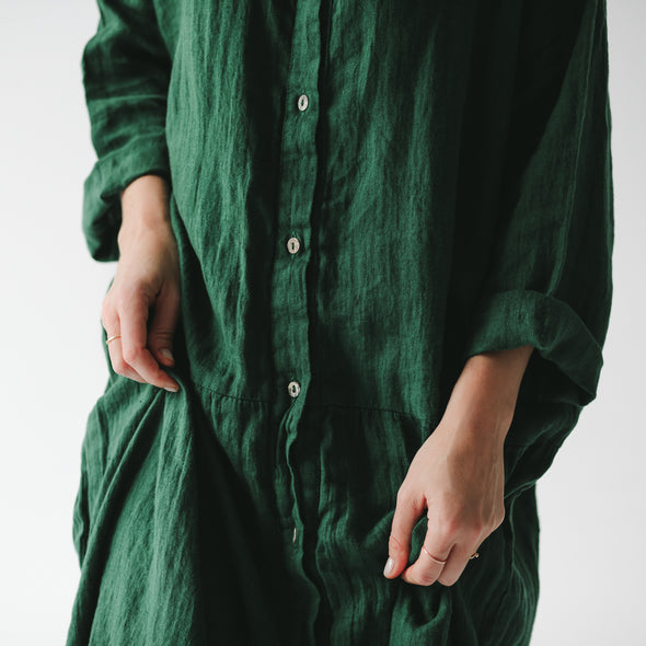 Oversized Linen Dress - Green